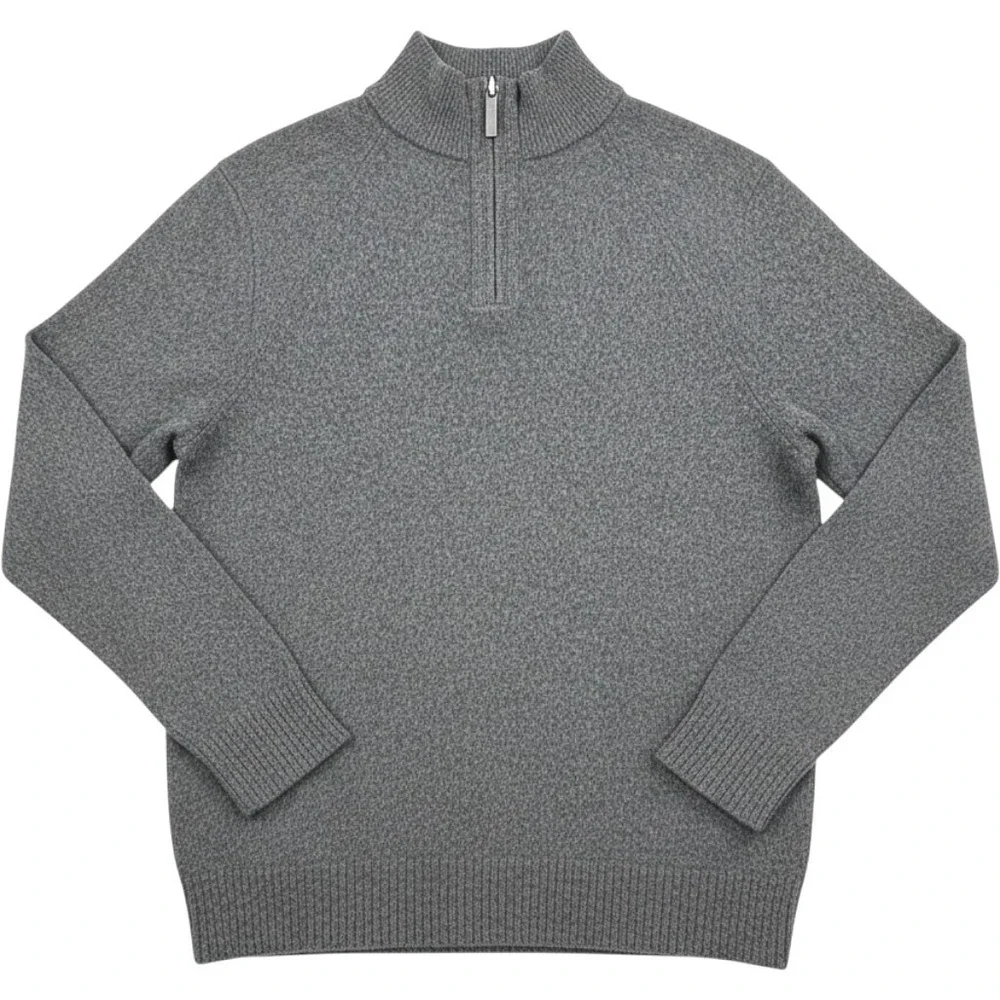 Banana Republic Quarter Zip Sweater Mens XL Gray Italian Yarn Wool Pullover Y2K